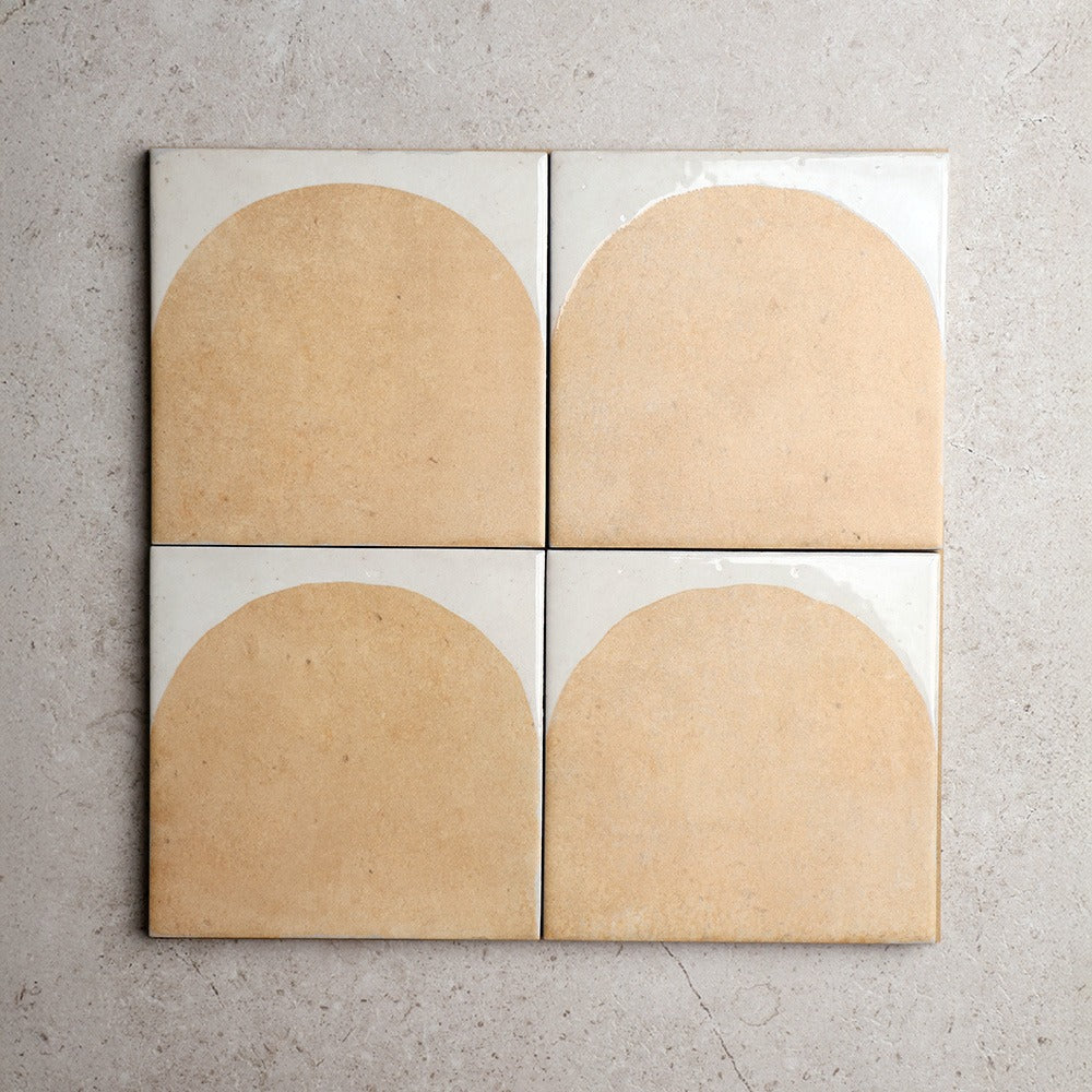 Arch Series Porcelain Floor and Wall Terracotta Look Tile 150 x 150 mm in Khaki, Green, Cotto & White, Glazed finish