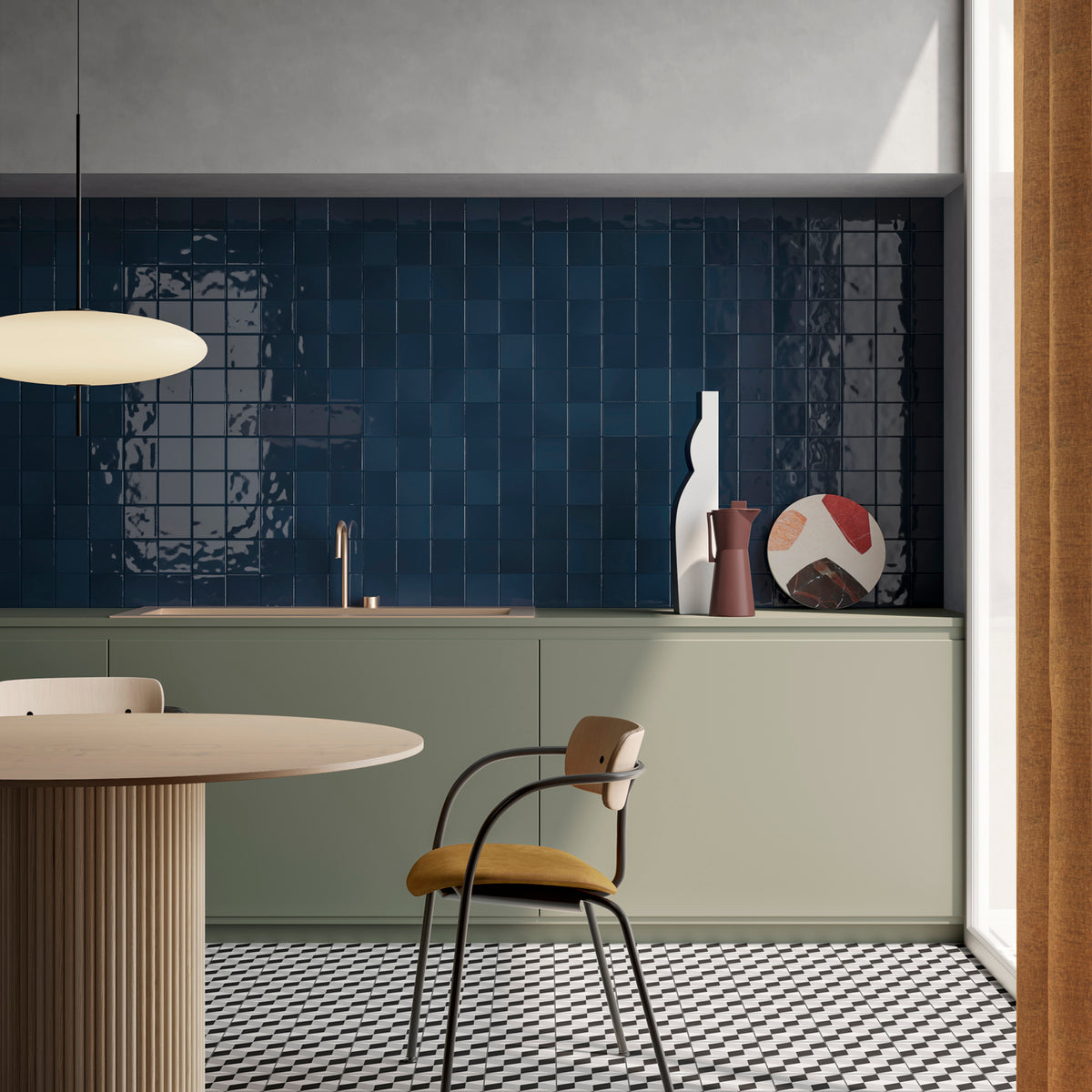 Retromix Series Glazed Porcelain Tile in Amber Yellow, Emerald Green, Lava Red, Moss, Terra Ross, Pink, Teal & White, Gloss finish