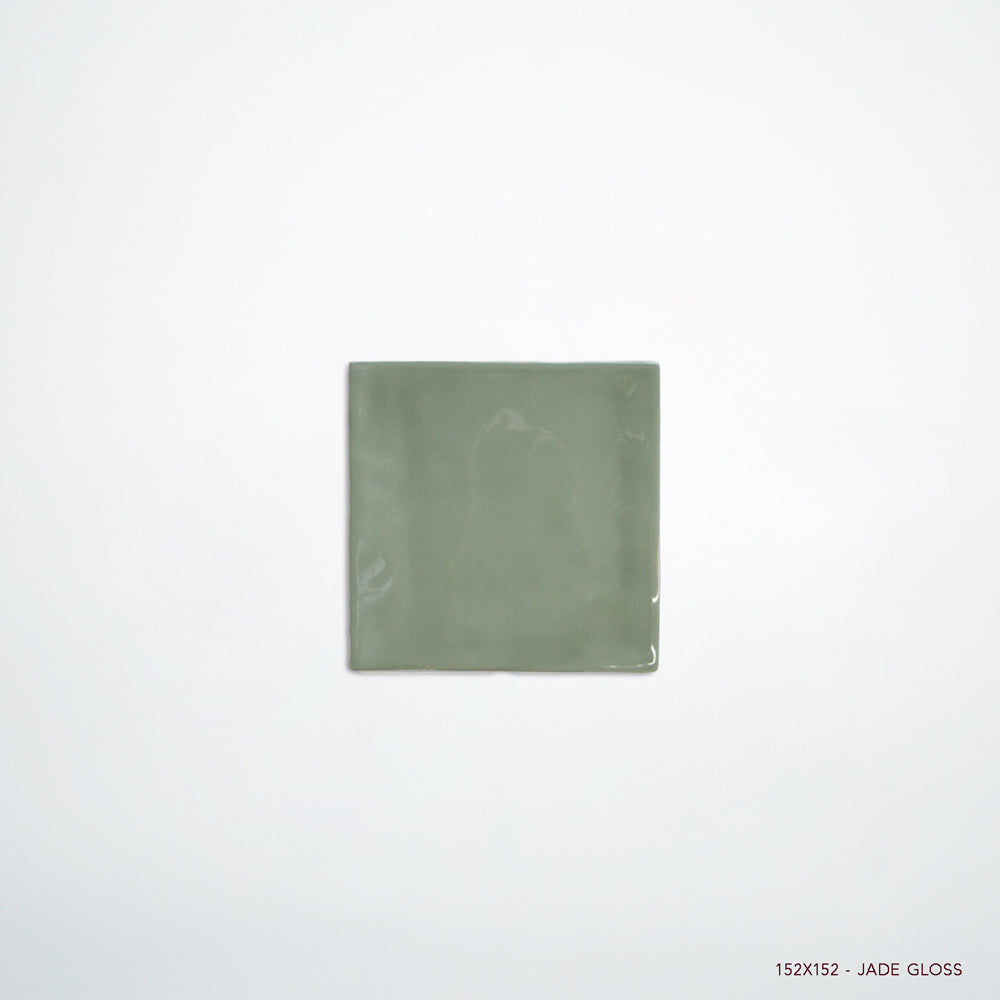 MANO Handmade Look Ceramic Tiles for Bathrooms & Kitchens in Jade, Gloss finish