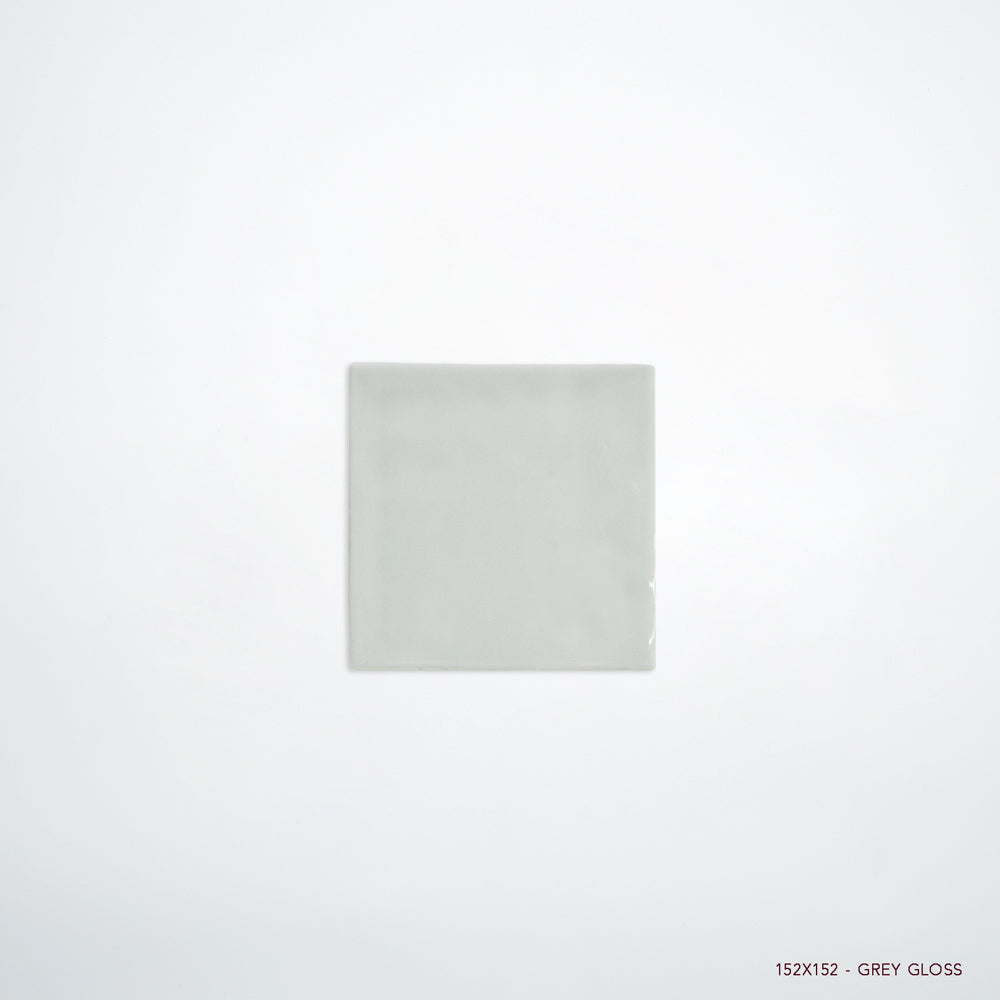 MANO Handmade Look Ceramic Tiles for Bathrooms & Kitchens in Grey, Gloss finish
