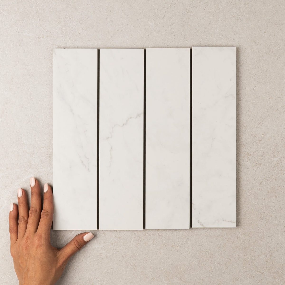 Bianco Carrara Marble Look Subway Tile