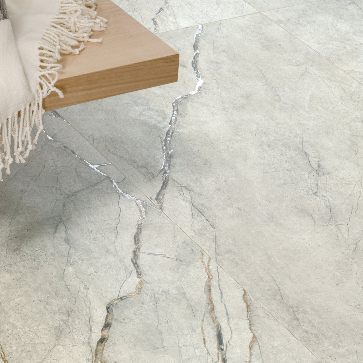 Grey Roots Marble Look Italian Porcelain Floor & Wall Tile