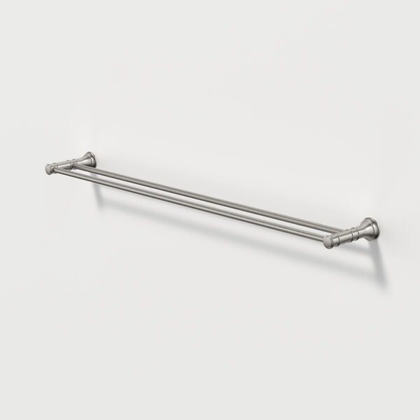 Riviere Double Towel Rail 800mm in Brushed Nickel | Caroma #Colour_Brushed Nickel