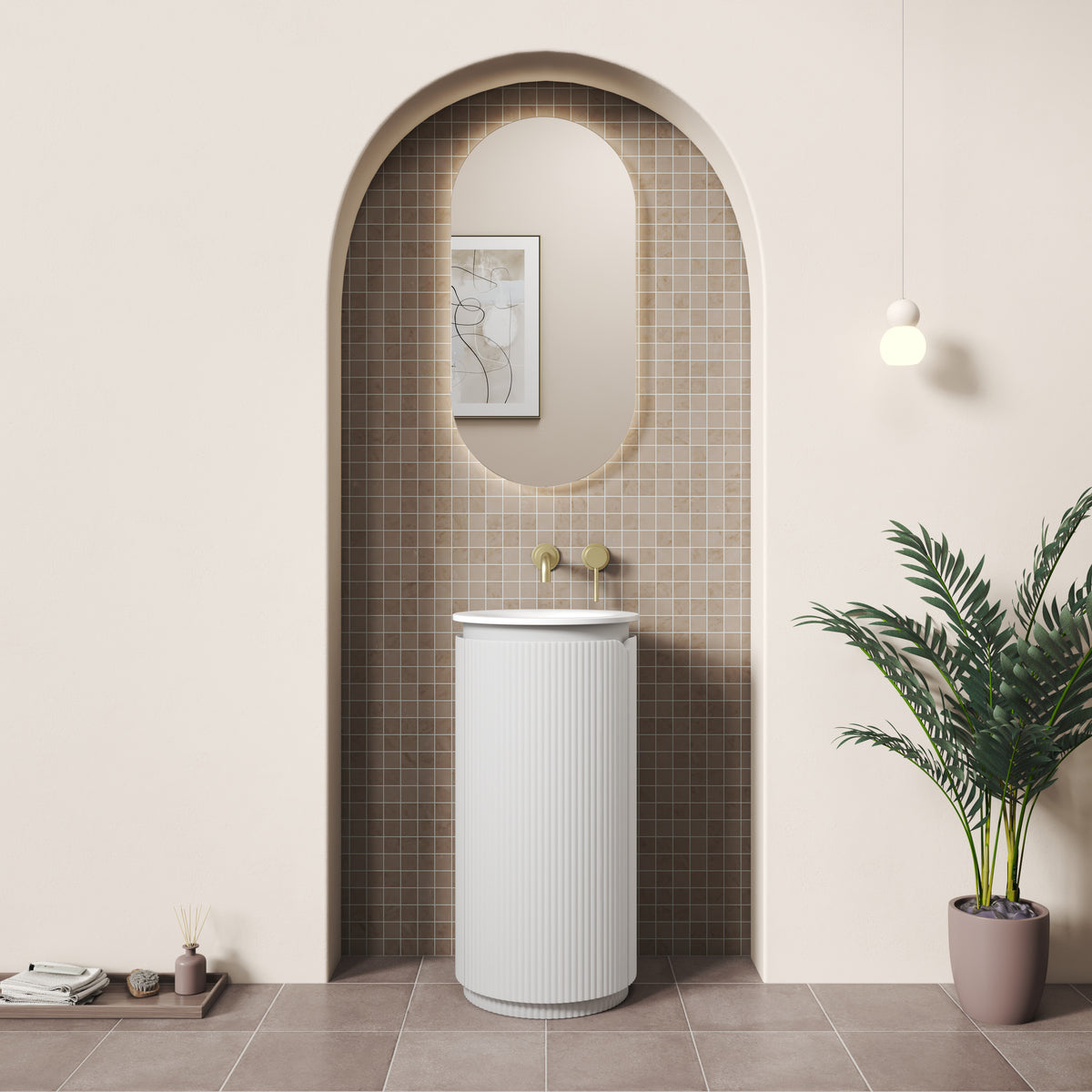 Aulic Civaro Floor Standing Pillar Vanity 420mm - Matte White | Aulic