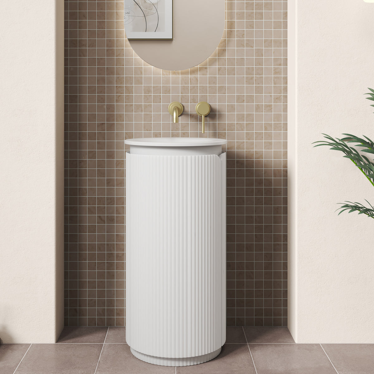 Aulic Civaro Floor Standing Pillar Vanity 420mm - Matte White | Aulic