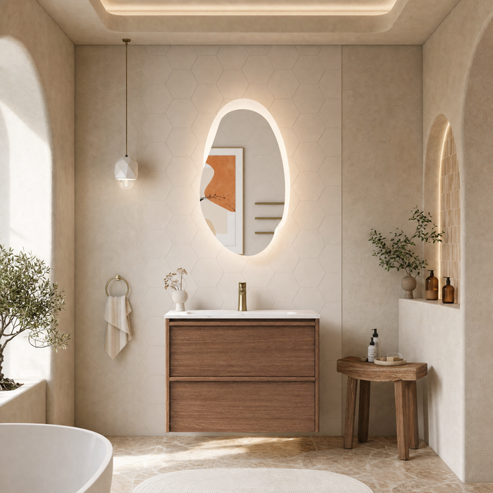 Aulic Venetta Framed Wall Hung Vanity in Walnut | Aulic