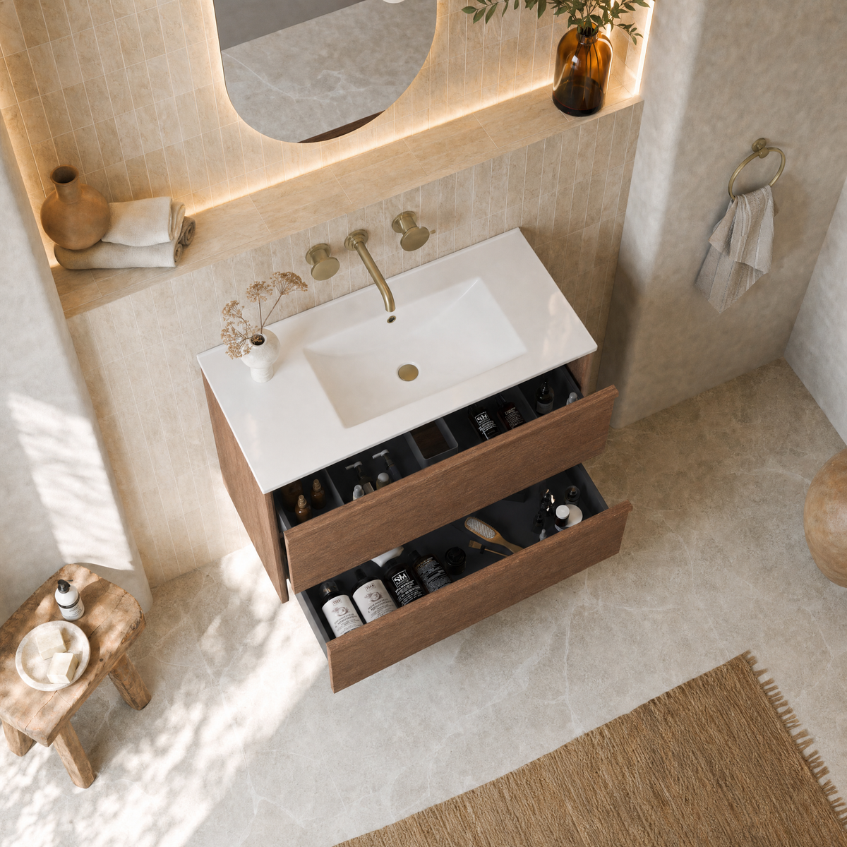 Aulic Venetta Framed Wall Hung Vanity in Walnut | Aulic