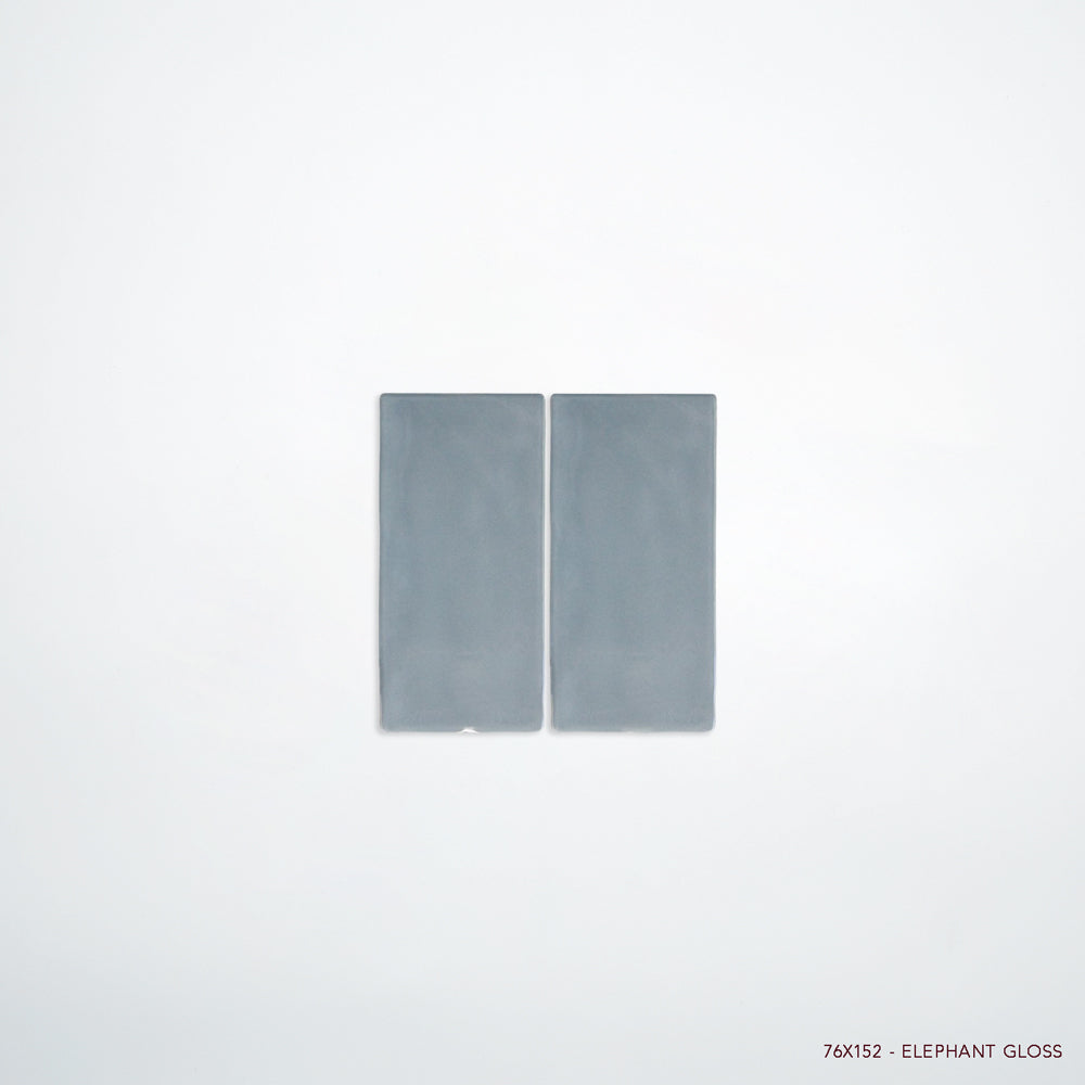 MANO Handmade Look Ceramic Tiles for Bathrooms & Kitchens in Elephant, Gloss finish