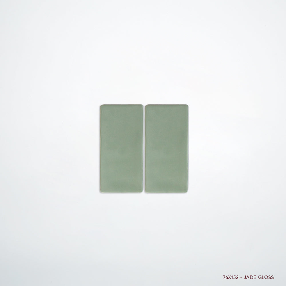 MANO Handmade Look Ceramic Tiles for Bathrooms & Kitchens in Jade, Gloss finish