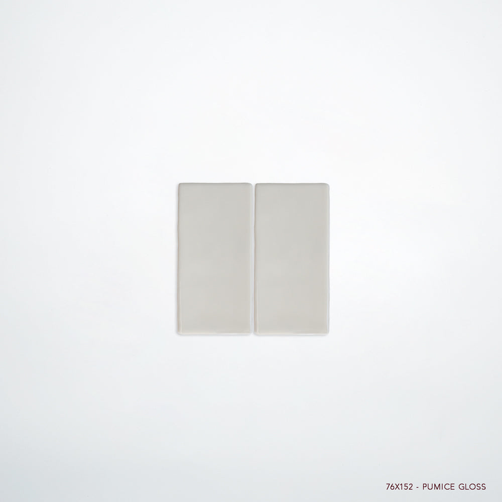 MANO Handmade Look Ceramic Tiles for Bathrooms & Kitchens in Pumice, Gloss finish