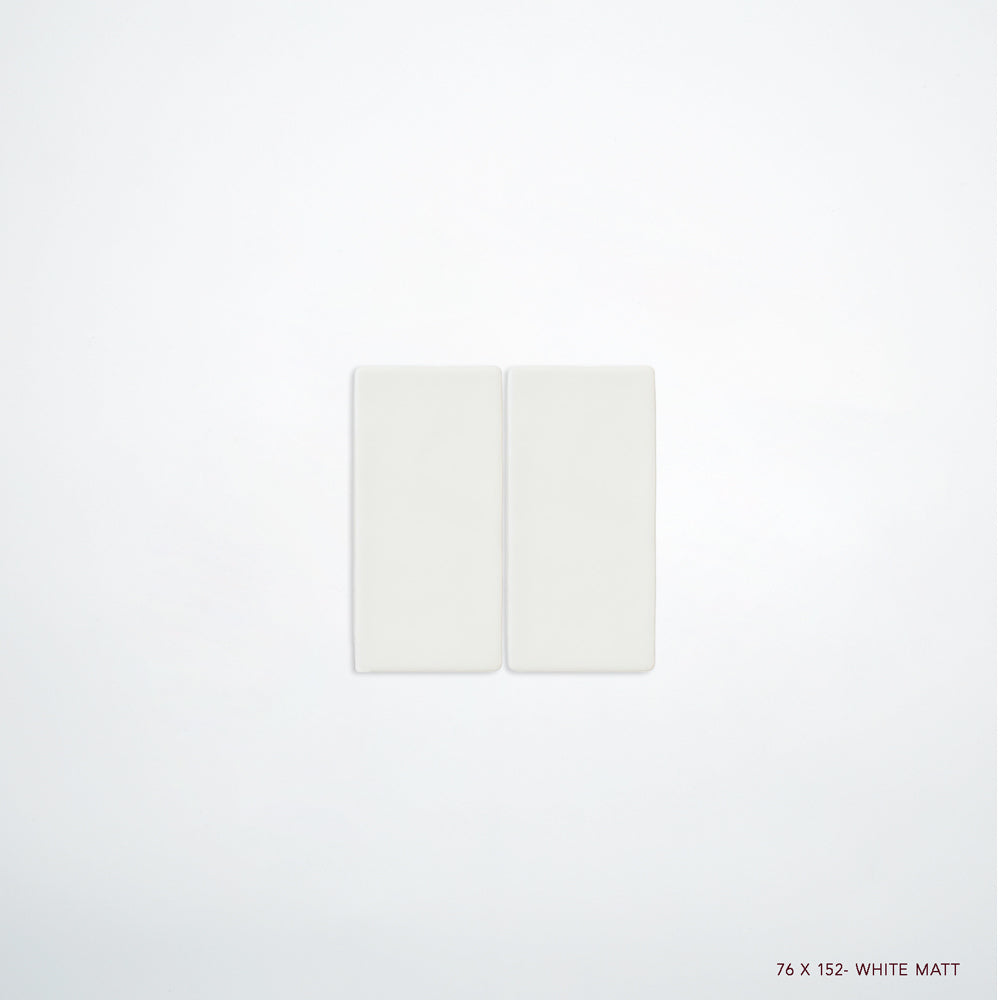 MANO Handmade Look Ceramic Tiles for Bathrooms & Kitchens in White, Matt finish