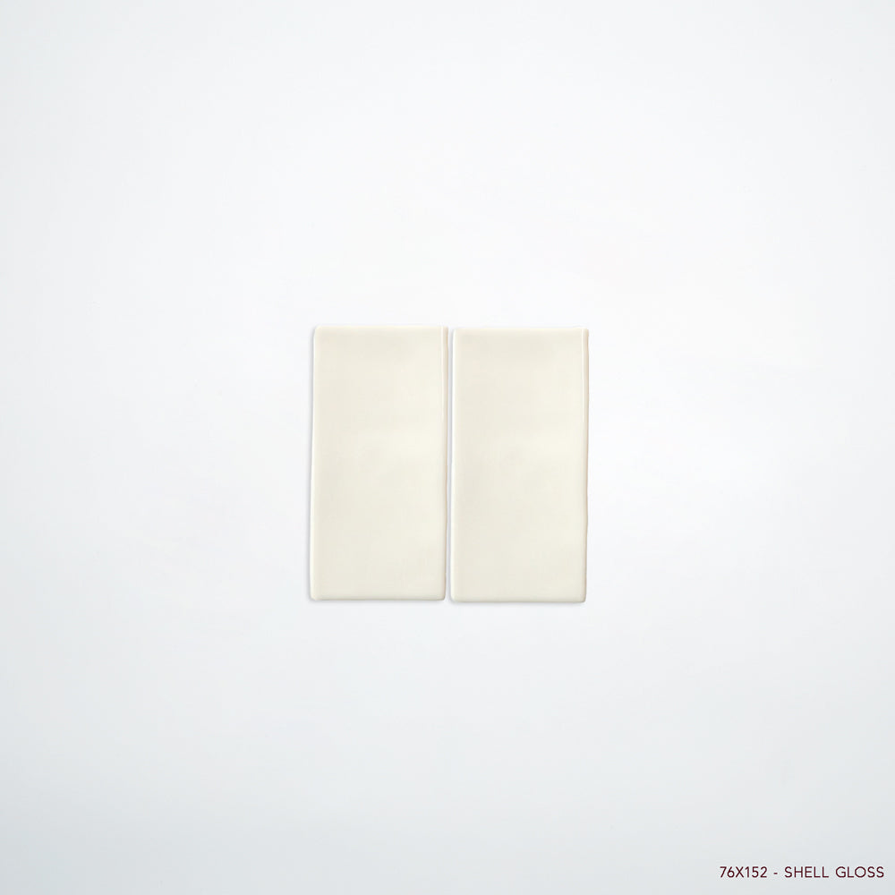 MANO Handmade Look Ceramic Tiles for Bathrooms & Kitchens in Shell, Gloss finish