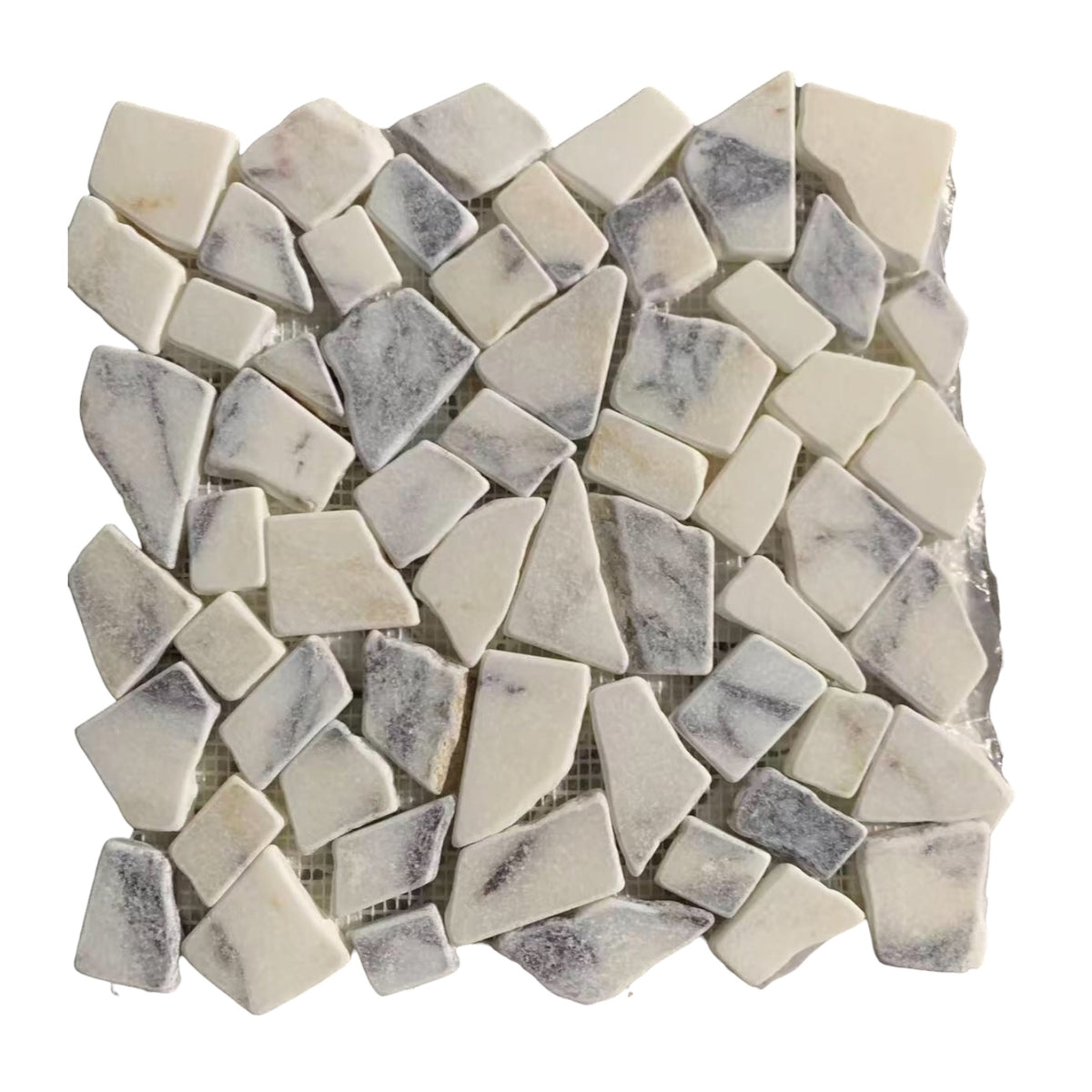 Calacatta Viola Crazy Pave Marble Mosaic | Tumbled & Honed Natural Stone