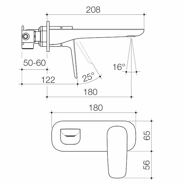 Contura II Wall Basin/Bath Mixer 180mm | Caroma