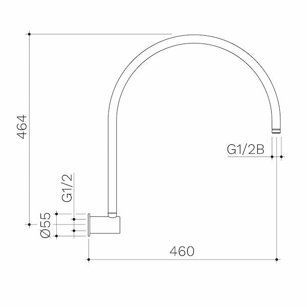 460mm Upswept Shower Arm | Caroma