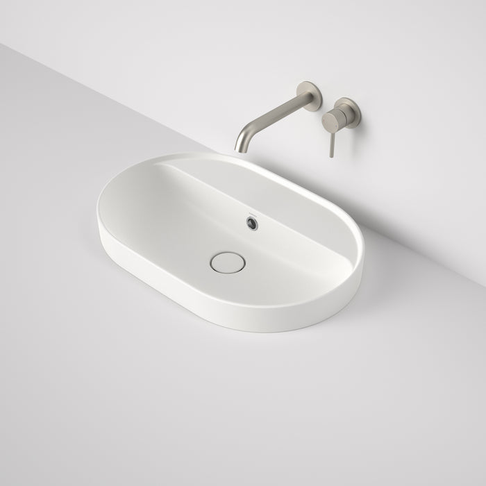 Liano II 600mm Pill Inset Basin with Overflow - No Tap Hole in Matte White | Caroma #Colour_Matte White