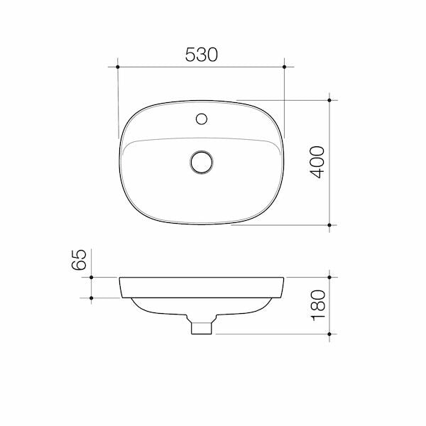 Contura II 530mm Inset Basin with Tap Landing shown in White, Matte White and Matte Clay