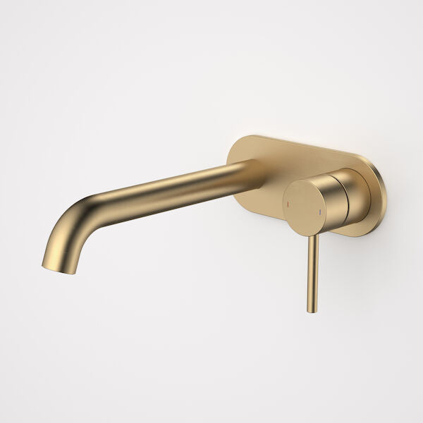 Liano II 210mm Wall Basin/Bath Mixer - Rounded Cover Plate in Brushed Brass | Caroma #Colour_Brushed Brass