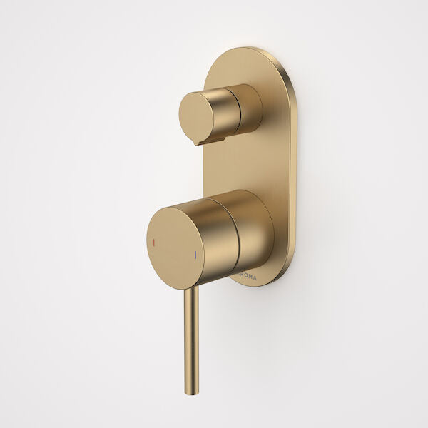 Liano II Bath/Shower Mixer With Diverter - Rounded Cover Plate in Brushed Brass | Caroma #Colour_Brushed Brass