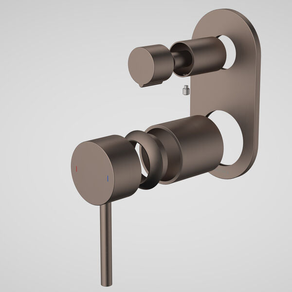 Liano II Bath/Shower Mixer With Diverter Trim Kit - Rounded Cover Plate in Brushed Bronze | Caroma #Colour_Brushed Bronze