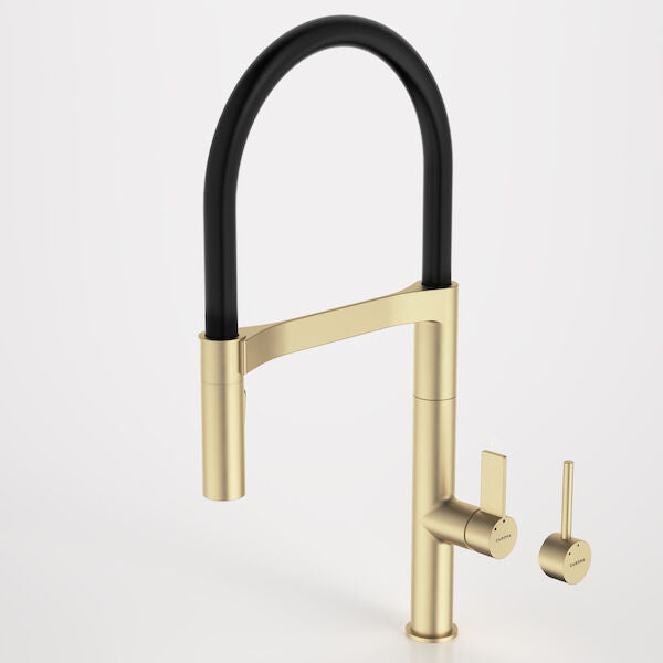 Liano II Pull Down Sink Mixer with Dual Spray in Brushed Brass | Caroma #Colour_Brushed Brass