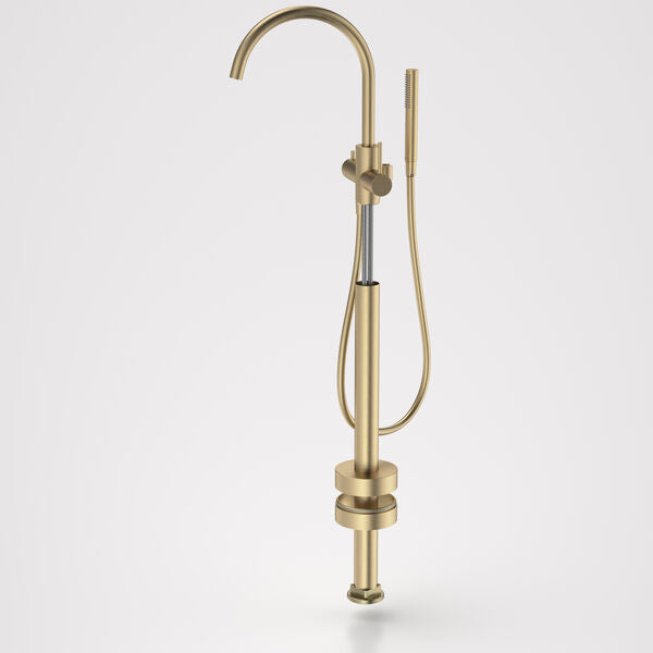 Liano II Freestanding Bath Filler with Hand Shower - Trim Kit in Brushed Brass | Caroma #Colour_Brushed Brass