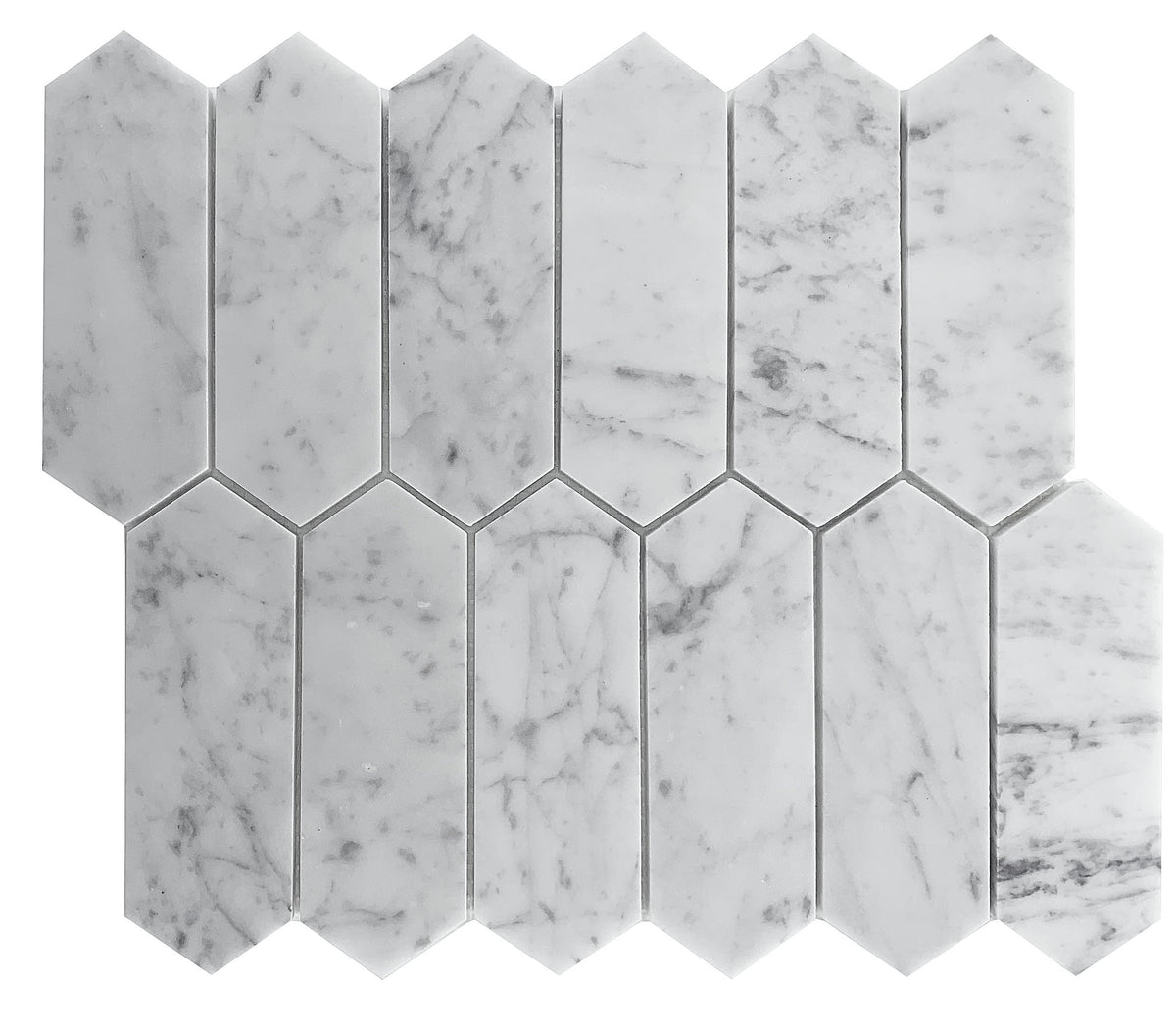 Carrara Long Hexagon Marble Mosaic | Honed Natural Stone