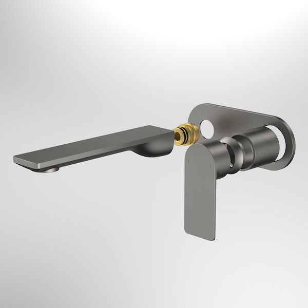Urbane II 180mm Wall Basin/Bath Trim Kit - Round Cover Plate in Gunmetal | Caroma #Colour_Gunmetal