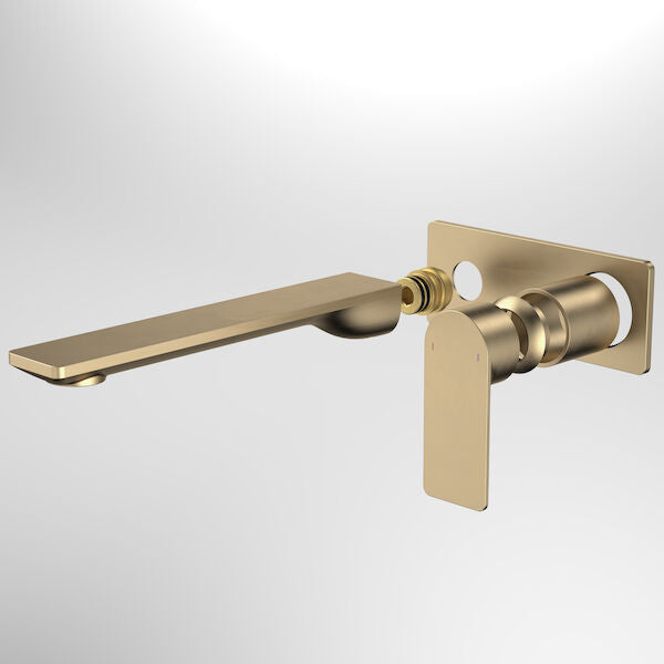 Brushed Brass - Urbane II 220mm Wall Basin Bath/Bath Trim Kit - Rectangular Cover Plate