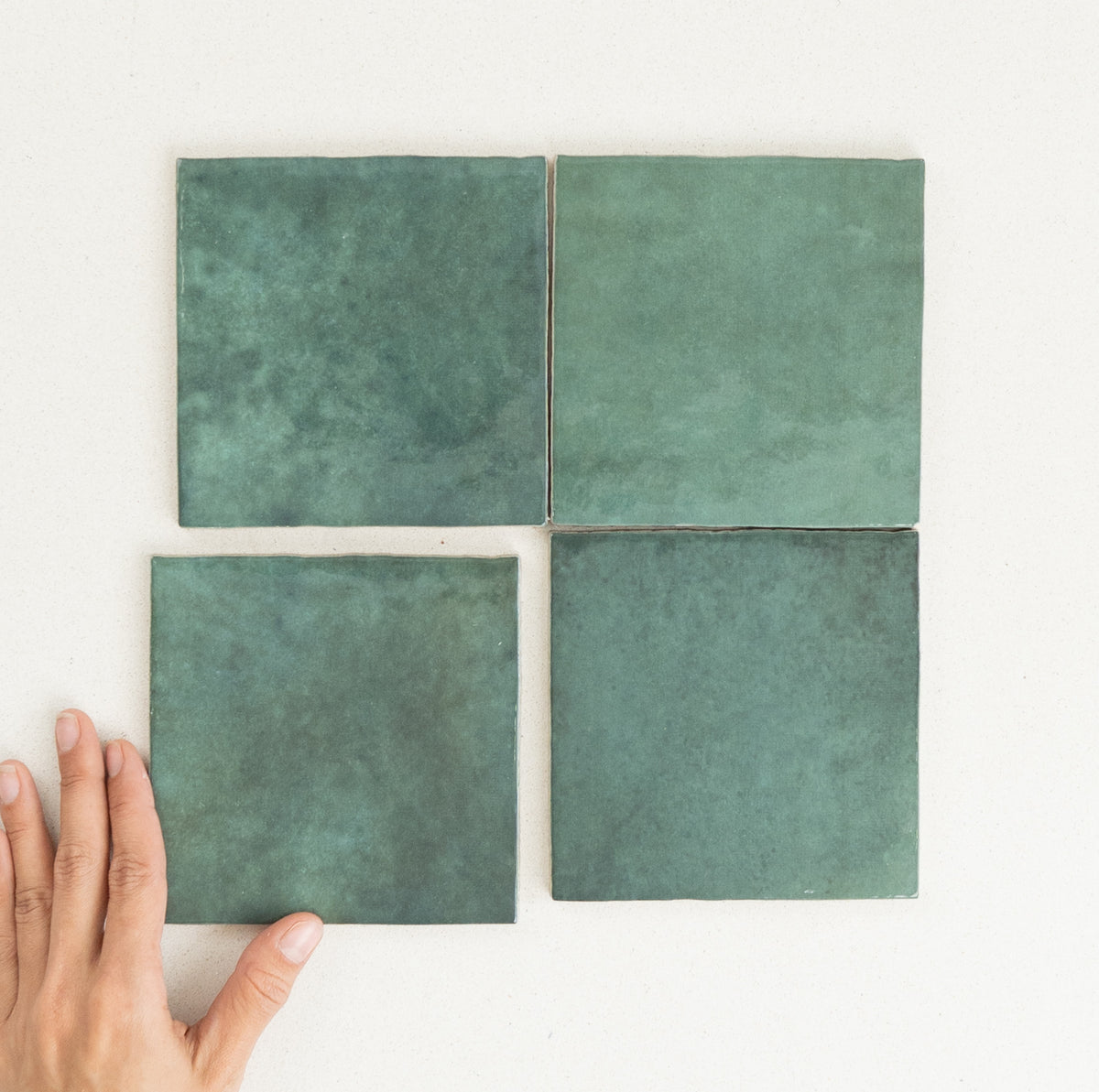 Artisan Spanish Subway & Square Wall Tile in Moss Green, Gloss finish