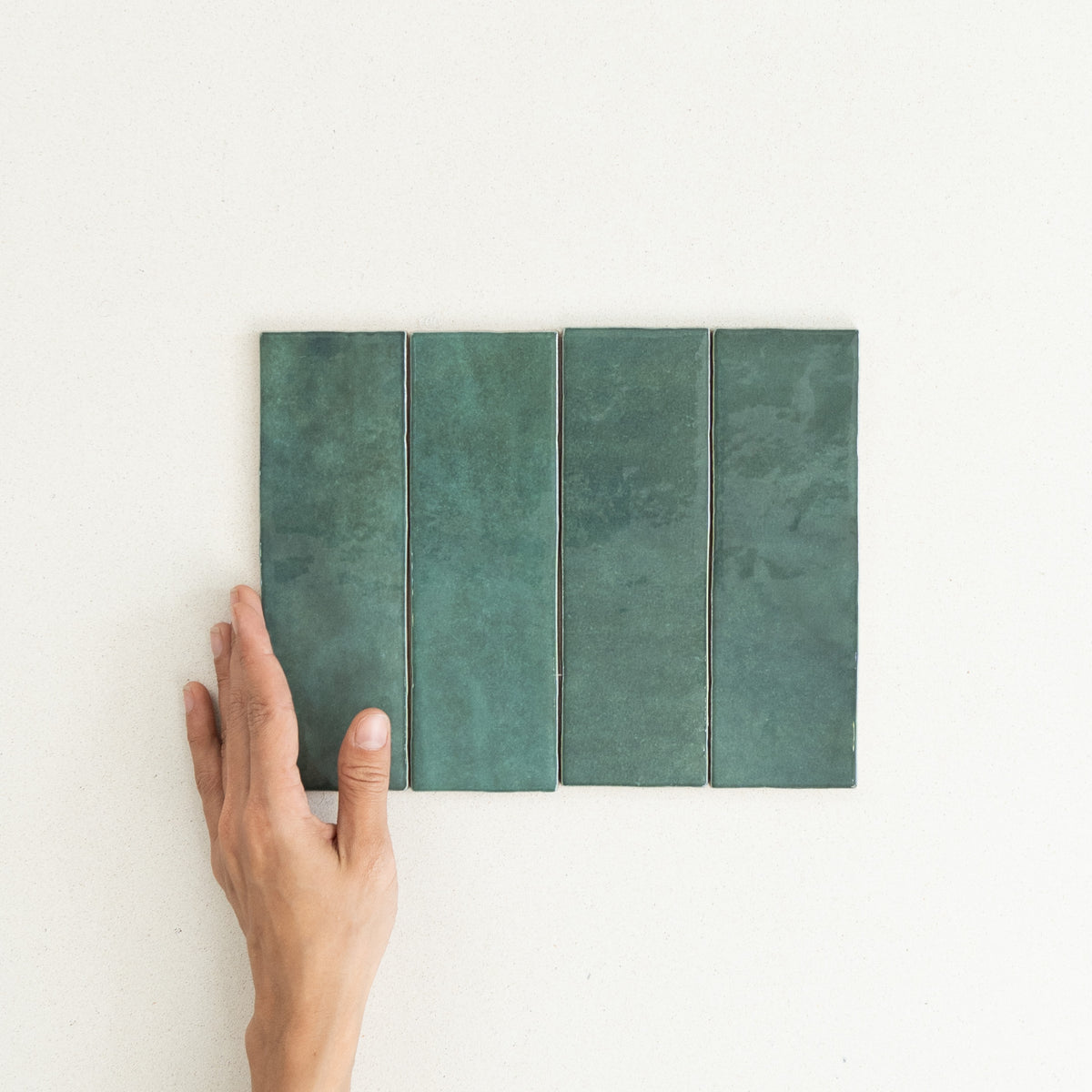 Artisan Spanish Subway & Square Wall Tile in Moss Green, Gloss finish