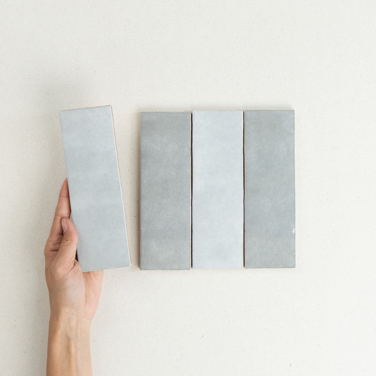 Artisan Spanish Subway & Square Wall Tile in Grey, Gloss finish
