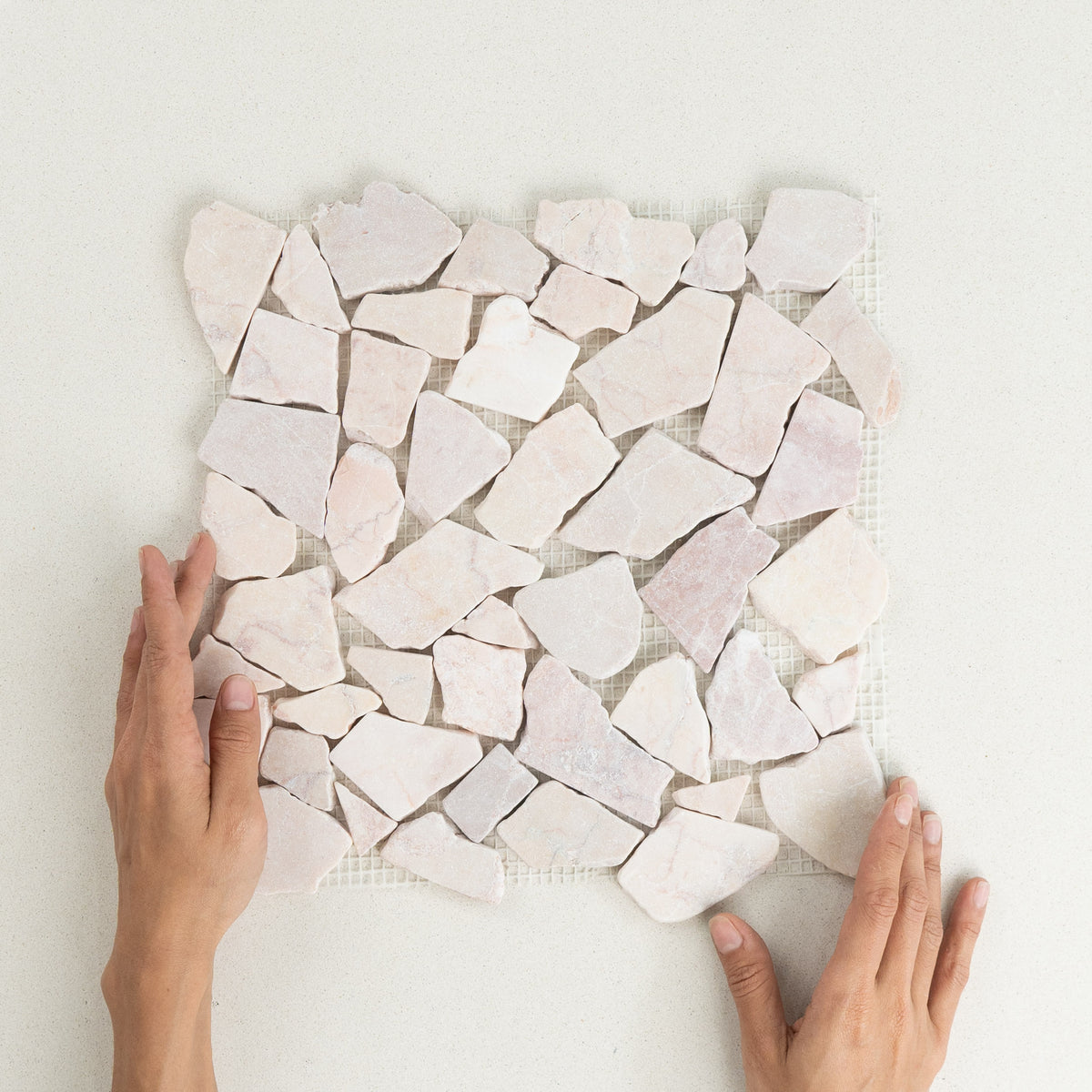 Rosso Crazy Pave Marble Mosaic | Tumbled Natural Stone