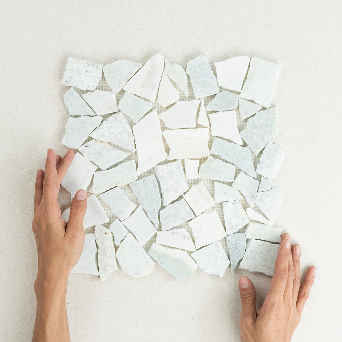 Crazy Pave Mint Honed Marble Mosaic