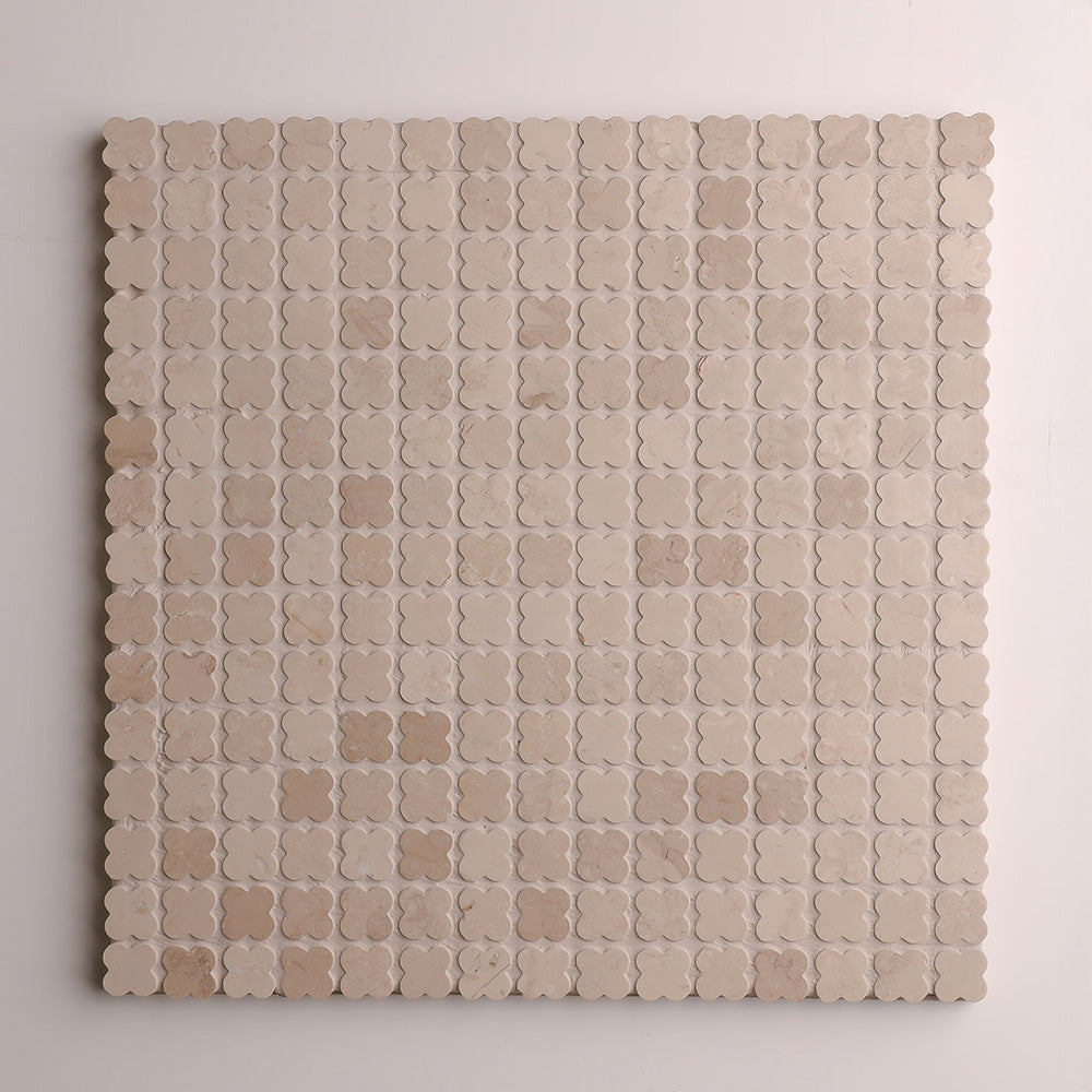 Alhambra Flower Botticino Marble Mosaic 18.5 mm