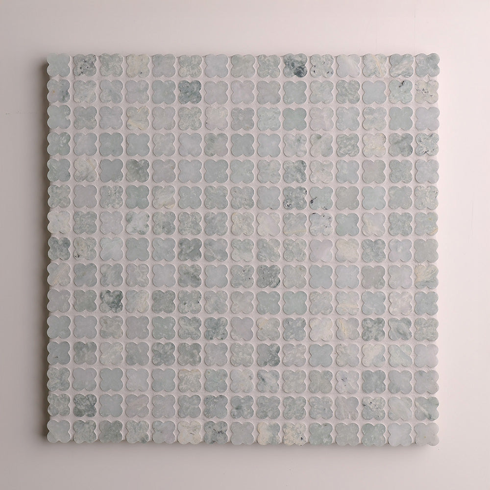 Alhambra Flower Sage Green Marble Mosaic