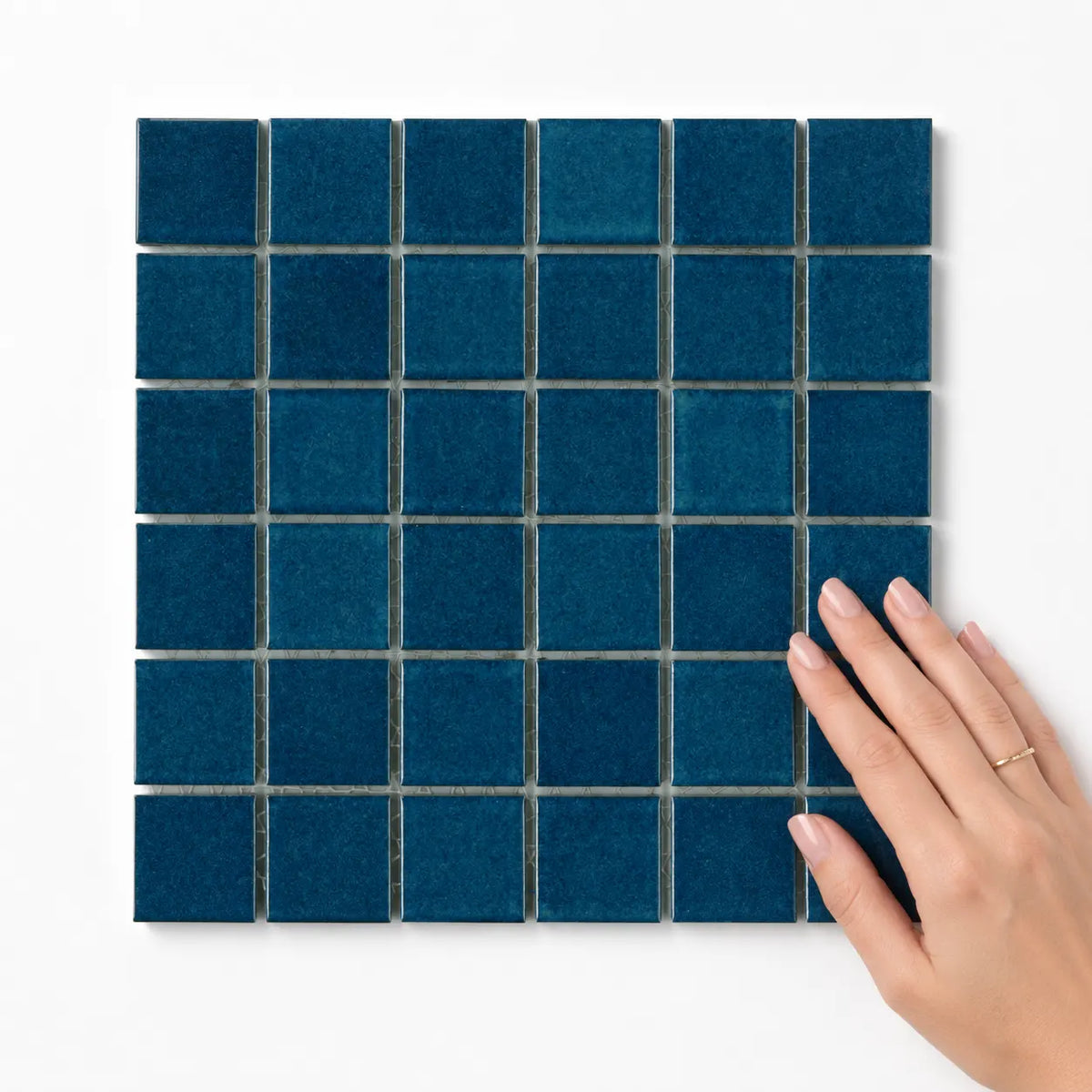 Gloss Square Pool Mosaic Tile 47x47 in Azure