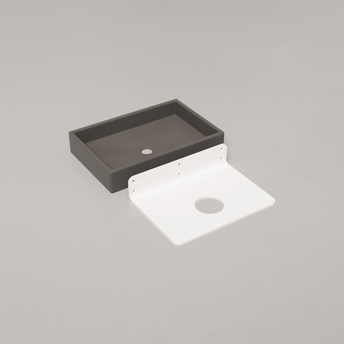 Nood Co Box Concrete Basin in Mid Tone Grey, wall mount | Nood Co