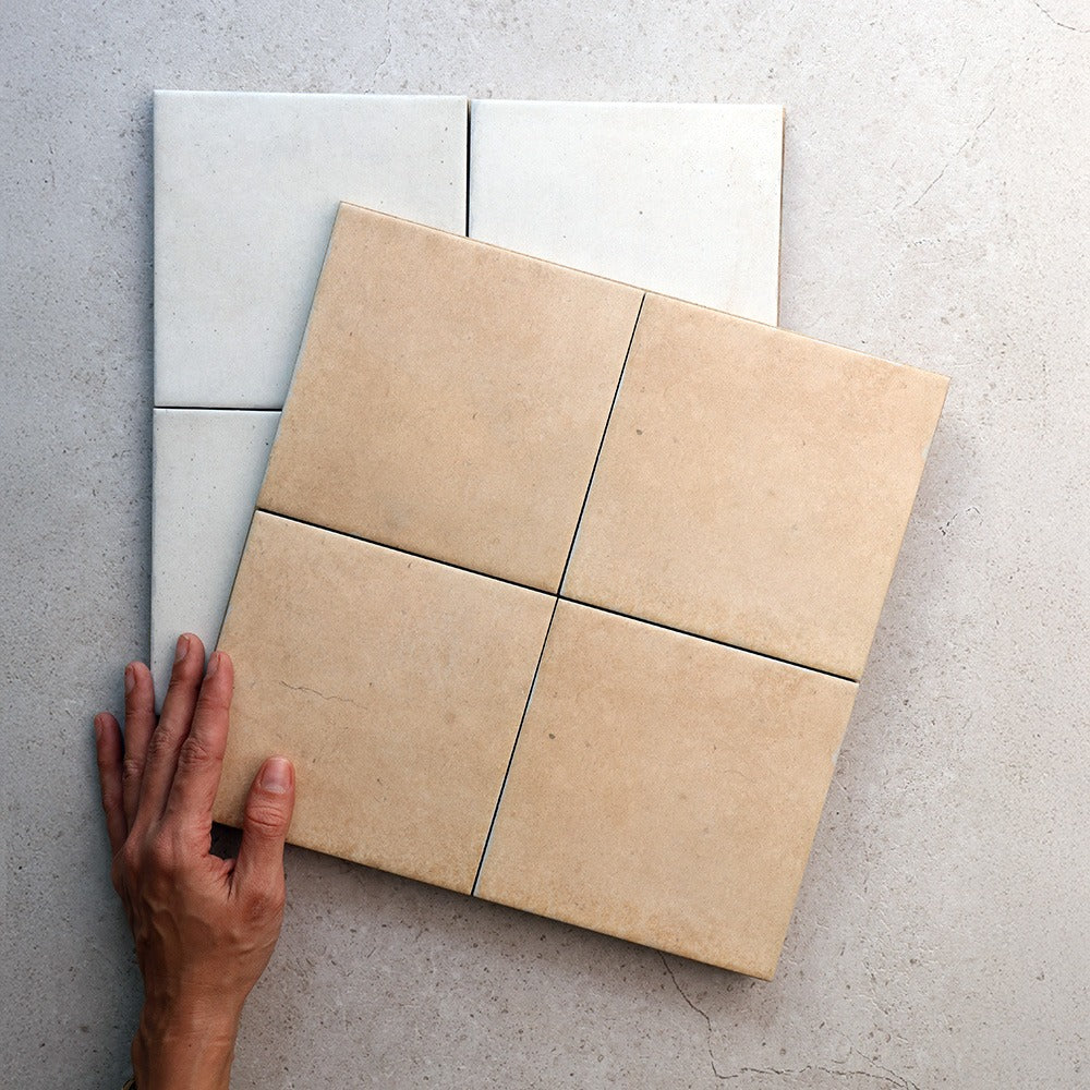 Arch Series Porcelain Floor and Wall Terracotta Look Tile 150 x 150 mm in White, Glazed finish