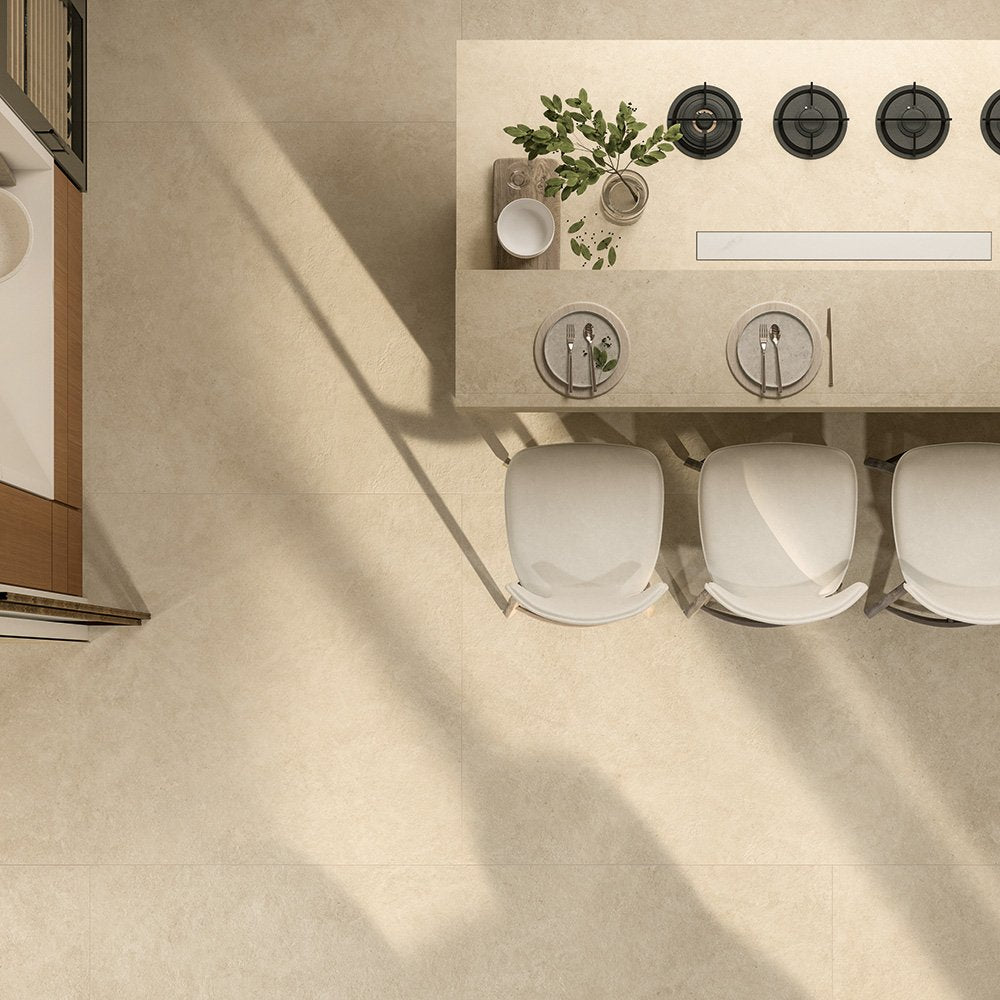 Boost Icor Italian Porcelain Tile Floor and Wall Tile in Beige & Grey, Matt finish