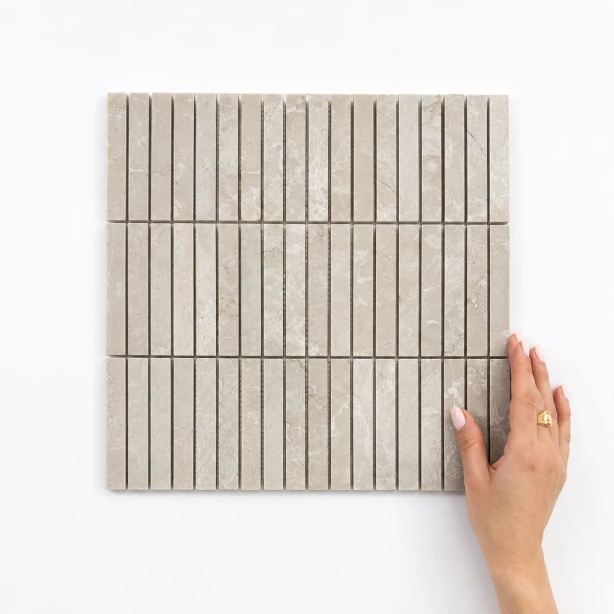 Botticino Stack Marble Mosaic | Honed Natural Stone