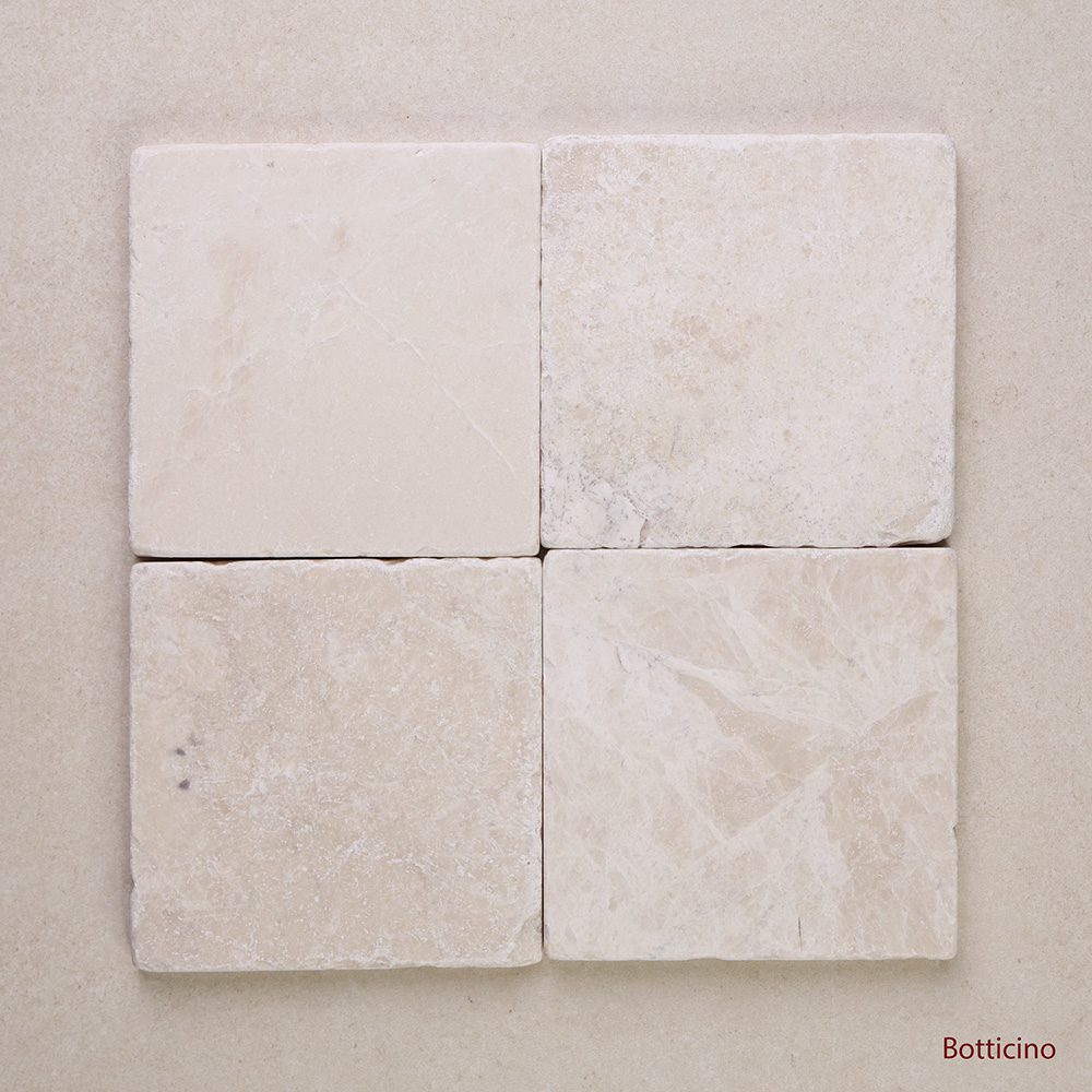 Tumbled Marble Square Natural Stone Tiles 100x100 mm in Botticino
