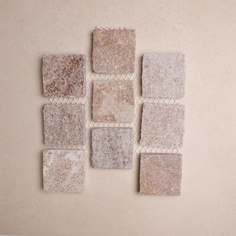 Bronte Quartz Offset Cobbles Sheeted 90x90x20mm