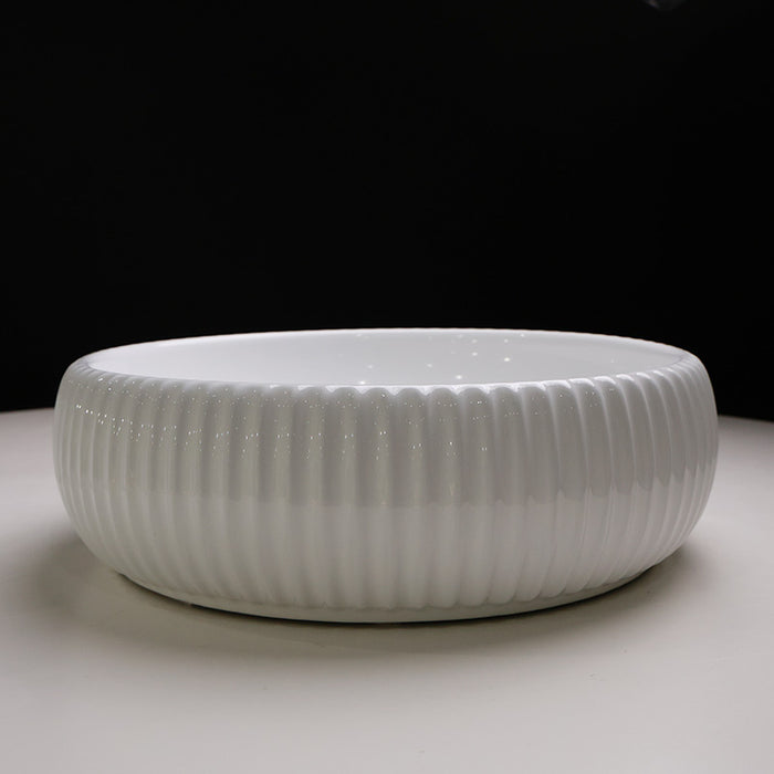 Claya Round Fluted Above Gloss Counter Basin – Floor Stock