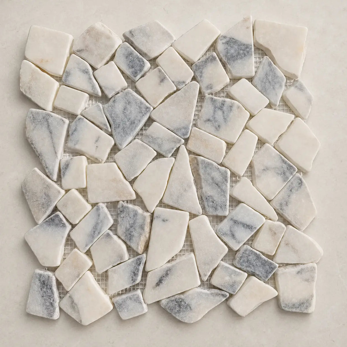 Calacatta Viola Crazy Pave Marble Mosaic | Tumbled & Honed Natural Stone