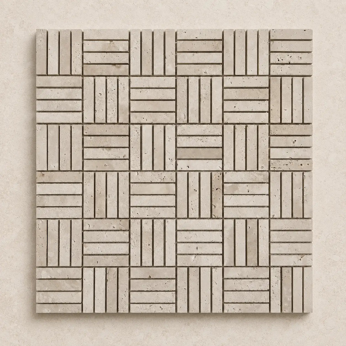 Travertine Cross Hatch Mosaic | Honed Natural Stone