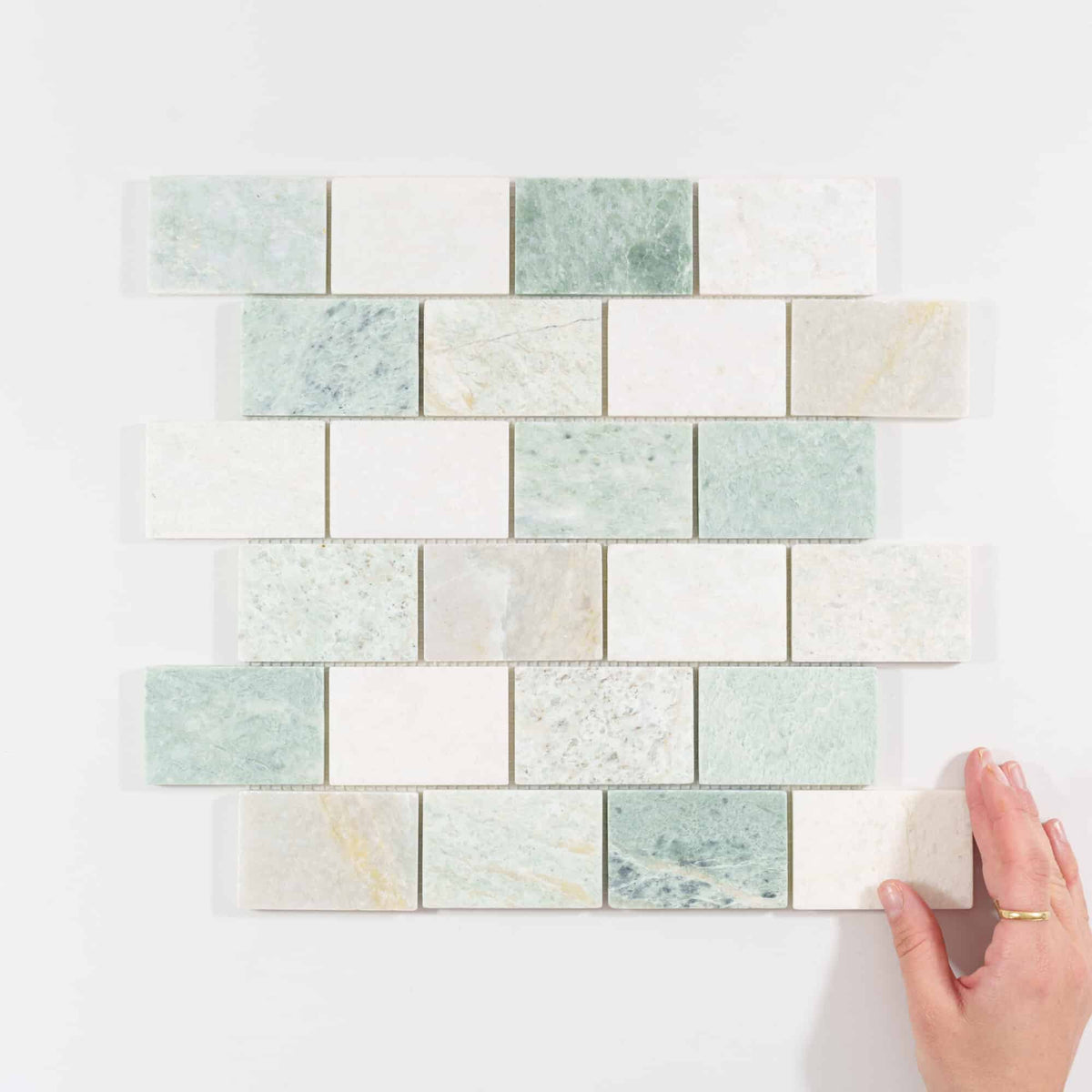 Ming Green Tumbled Marble Mosaic