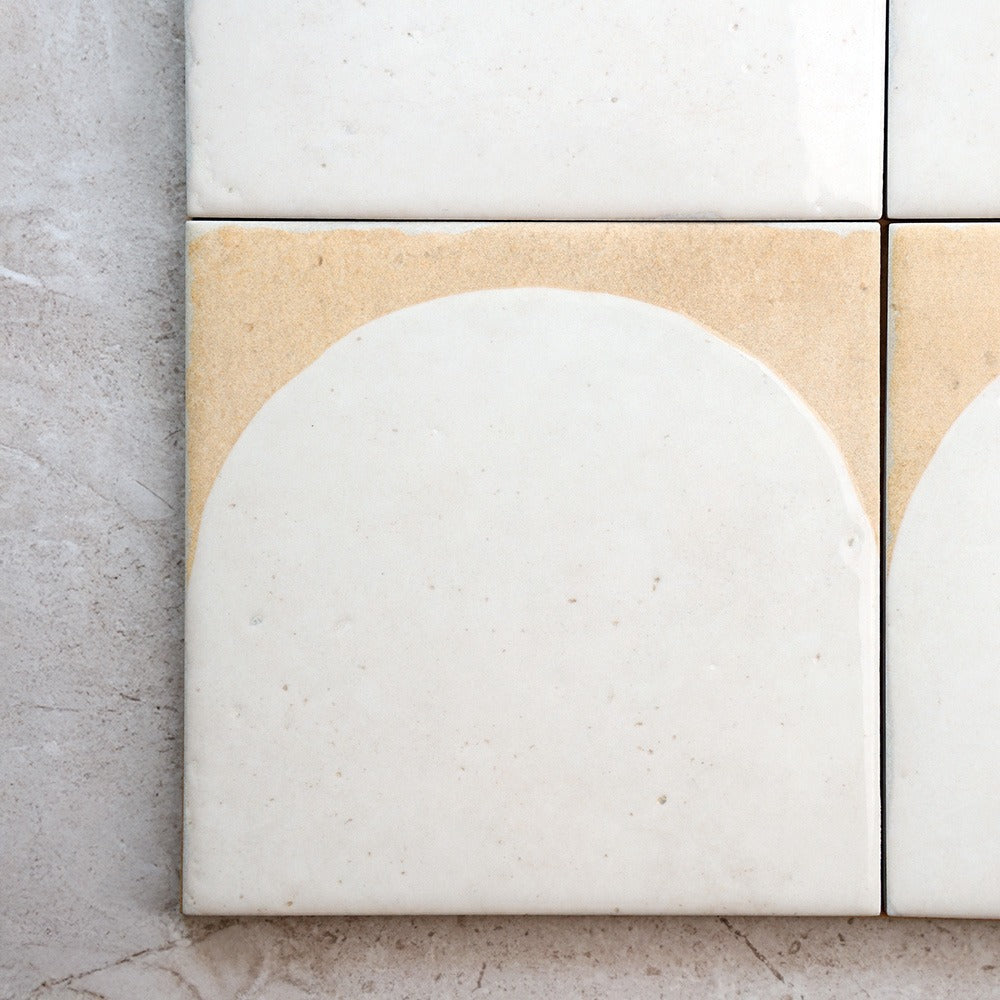 Arch Series Porcelain Floor and Wall Terracotta Look Tile 150 x 150 mm in White, Glazed finish