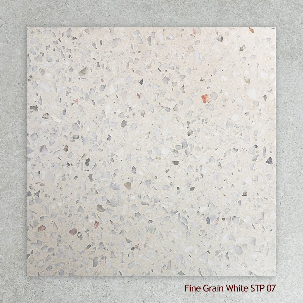Terrazzo Architectural Range Natural Stone Tile in Fine Grain White, Honed finish