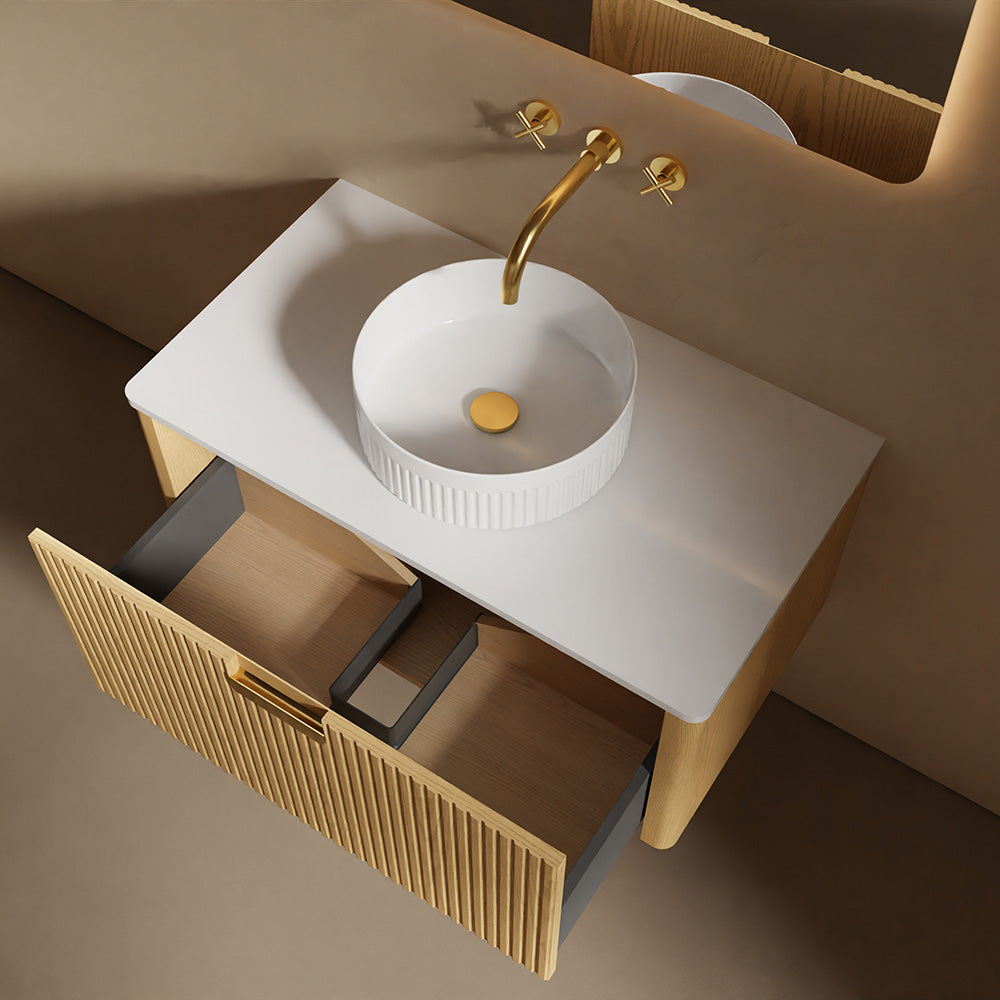 Hamilton Modern Wall Hung Vanity Mirror Basin Package 900 mm - Ex Display | Lukka-vanity